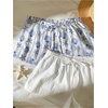 image:imageRoseSeek Womens 2 Packs Striped Linen Mini Shorts Drawstring Waist Button Front Lounge ShortsBlue Pattern