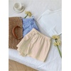 image:imageRoseSeek Womens 2 Packs Striped Linen Mini Shorts Drawstring Waist Button Front Lounge ShortsBlue and Yellow
