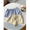 image:imageRoseSeek Womens 2 Packs Striped Linen Mini Shorts Drawstring Waist Button Front Lounge ShortsBlue and Yellow