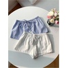 image:imageRoseSeek Womens 2 Packs Striped Linen Mini Shorts Drawstring Waist Button Front Lounge ShortsMulticolor