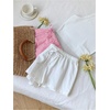 image:imageRoseSeek Womens 2 Packs Striped Linen Mini Shorts Drawstring Waist Button Front Lounge ShortsPink and Whte
