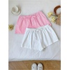image:imageRoseSeek Womens 2 Packs Striped Linen Mini Shorts Drawstring Waist Button Front Lounge ShortsPink and Whte