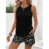 image:imageRoseSeek Womens 2 Piece Beach Vacation Clothes Floral Tank Top and Shorts Set Tropical Summer OutfitsBlack Leopard