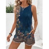 image:imageRoseSeek Womens 2 Piece Beach Vacation Clothes Floral Tank Top and Shorts Set Tropical Summer OutfitsDark Blue