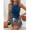image:imageRoseSeek Womens 2 Piece Beach Vacation Clothes Floral Tank Top and Shorts Set Tropical Summer OutfitsDark Blue
