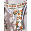 image:imageRoseSeek Womens 2 Piece Bikini Fruits Plaid Graphic Tie Back Bras and Bow Knot Side Thongs Beach OutfitsMulticolor