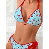 image:imageRoseSeek Womens 2 Piece Bikini Sets Cherry Print Spaghetti Strap Halter Bras and String Thongs Swimsuit SetsBlue