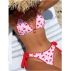 image:imageRoseSeek Womens 2 Piece Bikini Sets Cherry Print Spaghetti Strap Halter Bras and String Thongs Swimsuit SetsPink and Red