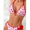 image:imageRoseSeek Womens 2 Piece Bikini Sets Cherry Print Spaghetti Strap Halter Bras and String Thongs Swimsuit SetsPink and Red
