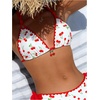 image:imageRoseSeek Womens 2 Piece Bikini Sets Cherry Print Spaghetti Strap Halter Bras and String Thongs Swimsuit SetsWhite and Red