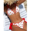 image:imageRoseSeek Womens 2 Piece Bikini Sets Cherry Print Spaghetti Strap Halter Bras and String Thongs Swimsuit SetsWhite and Red