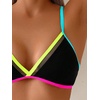 image:imageRoseSeek Womens 2 Piece Bikini Sets Color Block Triangle Bikini Top Brazilian Bottom Swimsuit SwimwearBlack