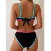 image:imageRoseSeek Womens 2 Piece Bikini Sets Color Block Triangle Bikini Top Brazilian Bottom Swimsuit SwimwearBlack