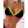 image:imageRoseSeek Womens 2 Piece Bikini Sets Color Block Triangle Bikini Top Brazilian Bottom Swimsuit SwimwearBlack