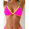 image:imageRoseSeek Womens 2 Piece Bikini Sets Color Block Triangle Bikini Top Brazilian Bottom Swimsuit SwimwearHot Pink