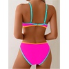 image:imageRoseSeek Womens 2 Piece Bikini Sets Color Block Triangle Bikini Top Brazilian Bottom Swimsuit SwimwearHot Pink