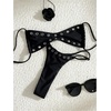 image:imageRoseSeek Womens 2 Piece Bikini Sets Grommet Eyelet Bra Thong Bathing Suit Summer Swimsuit SetBlack
