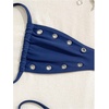 image:imageRoseSeek Womens 2 Piece Bikini Sets Grommet Eyelet Bra Thong Bathing Suit Summer Swimsuit SetBlue