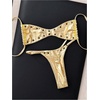 image:imageRoseSeek Womens 2 Piece Bikini Sets Grommet Eyelet Bra Thong Bathing Suit Summer Swimsuit SetGold