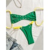 image:imageRoseSeek Womens 2 Piece Bikini Sets Grommet Eyelet Bra Thong Bathing Suit Summer Swimsuit SetMulticolor Green