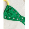 image:imageRoseSeek Womens 2 Piece Bikini Sets Grommet Eyelet Bra Thong Bathing Suit Summer Swimsuit SetMulticolor Green