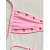 image:imageRoseSeek Womens 2 Piece Bikini Sets Grommet Eyelet Bra Thong Bathing Suit Summer Swimsuit SetPink