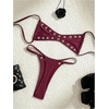 image:imageRoseSeek Womens 2 Piece Bikini Sets Grommet Eyelet Bra Thong Bathing Suit Summer Swimsuit SetPurple
