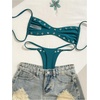 image:imageRoseSeek Womens 2 Piece Bikini Sets Grommet Eyelet Bra Thong Bathing Suit Summer Swimsuit SetTeal Blue