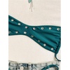 image:imageRoseSeek Womens 2 Piece Bikini Sets Grommet Eyelet Bra Thong Bathing Suit Summer Swimsuit SetTeal Blue