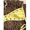 image:imageRoseSeek Womens 2 Piece Bikini Sets Grommet Eyelet Bra Thong Bathing Suit Summer Swimsuit SetYellow