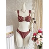 image:imageRoseSeek Womens 2 Piece Bikini Sets Polka Dots Bras and Panties Summer Swimwear Beach WearBurgundy