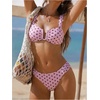 image:imageRoseSeek Womens 2 Piece Bikini Sets Polka Dots Bras and Panties Summer Swimwear Beach WearPink