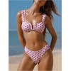 image:imageRoseSeek Womens 2 Piece Bikini Sets Polka Dots Bras and Panties Summer Swimwear Beach WearPink