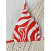 image:imageRoseSeek Womens 2 Piece Bikini Sets Zebra Striped Print Halter Bras and Thongs Summer BeachwearMulticolor