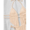 image:imageRoseSeek Womens 2 Piece Boho Polka Dots Beaded Bikini Sets Halter Swimsuits Textured Tie Side Bathing SuitApricot