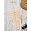 image:imageRoseSeek Womens 2 Piece Boho Polka Dots Beaded Bikini Sets Halter Swimsuits Textured Tie Side Bathing SuitApricot