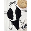 image:imageRoseSeek Womens 2 Piece Boho Polka Dots Beaded Bikini Sets Halter Swimsuits Textured Tie Side Bathing SuitBlack
