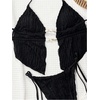 image:imageRoseSeek Womens 2 Piece Boho Polka Dots Beaded Bikini Sets Halter Swimsuits Textured Tie Side Bathing SuitBlack