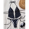 image:imageRoseSeek Womens 2 Piece Boho Polka Dots Beaded Bikini Sets Halter Swimsuits Textured Tie Side Bathing SuitBlack Dots