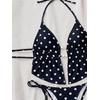 image:imageRoseSeek Womens 2 Piece Boho Polka Dots Beaded Bikini Sets Halter Swimsuits Textured Tie Side Bathing SuitBlack Dots