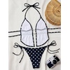image:imageRoseSeek Womens 2 Piece Boho Polka Dots Beaded Bikini Sets Halter Swimsuits Textured Tie Side Bathing SuitBlack Dots