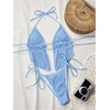 image:imageRoseSeek Womens 2 Piece Boho Polka Dots Beaded Bikini Sets Halter Swimsuits Textured Tie Side Bathing SuitBlue