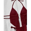 image:imageRoseSeek Womens 2 Piece Boho Polka Dots Beaded Bikini Sets Halter Swimsuits Textured Tie Side Bathing SuitBurgundy