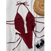 image:imageRoseSeek Womens 2 Piece Boho Polka Dots Beaded Bikini Sets Halter Swimsuits Textured Tie Side Bathing SuitBurgundy