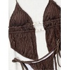 image:imageRoseSeek Womens 2 Piece Boho Polka Dots Beaded Bikini Sets Halter Swimsuits Textured Tie Side Bathing SuitCoffee Brown