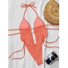 image:imageRoseSeek Womens 2 Piece Boho Polka Dots Beaded Bikini Sets Halter Swimsuits Textured Tie Side Bathing SuitCoral Orange