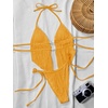 image:imageRoseSeek Womens 2 Piece Boho Polka Dots Beaded Bikini Sets Halter Swimsuits Textured Tie Side Bathing SuitDark Yellow