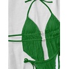 image:imageRoseSeek Womens 2 Piece Boho Polka Dots Beaded Bikini Sets Halter Swimsuits Textured Tie Side Bathing SuitDeep Green