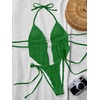 image:imageRoseSeek Womens 2 Piece Boho Polka Dots Beaded Bikini Sets Halter Swimsuits Textured Tie Side Bathing SuitDeep Green