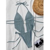 image:imageRoseSeek Womens 2 Piece Boho Polka Dots Beaded Bikini Sets Halter Swimsuits Textured Tie Side Bathing SuitDusty Blue